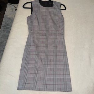 Theory Black and White Houndstooth Sleeveless Dress